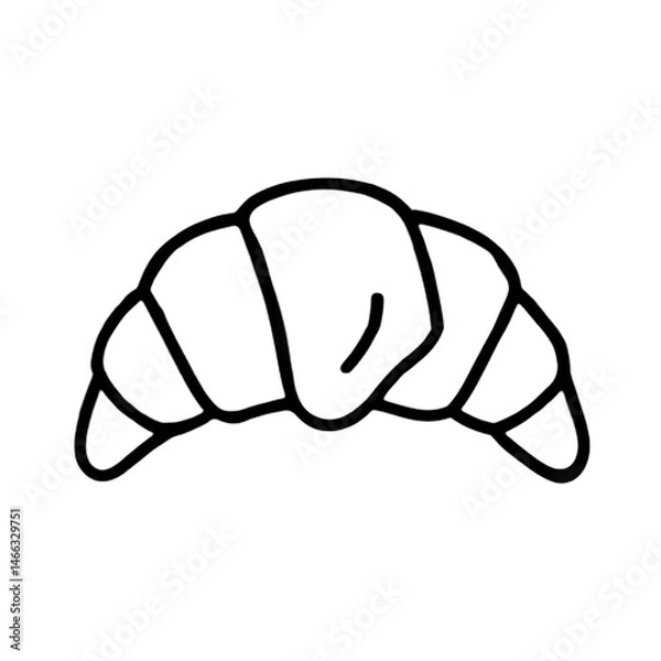 Fototapeta A simple outline of a croissant, showing its curved, layered shape.