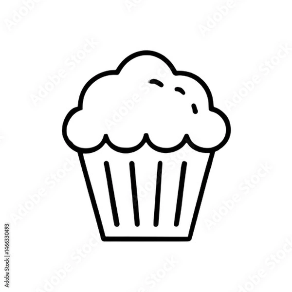 Fototapeta A simple cupcake icon with a rounded top and a ridged cup base.