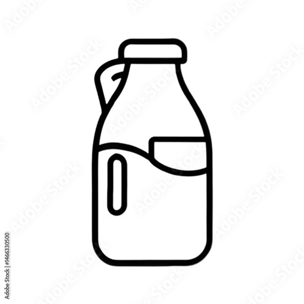 Fototapeta A simple outline of a milk bottle with a cap and handle.