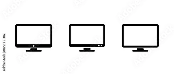 Fototapeta Computer monitor, desktop screen icon set. Pc display sign symbol