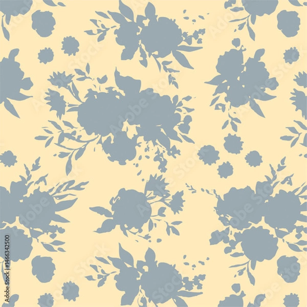 Fototapeta Floral vintage seamless pattern. Fall vector background with flowers and leaves.
