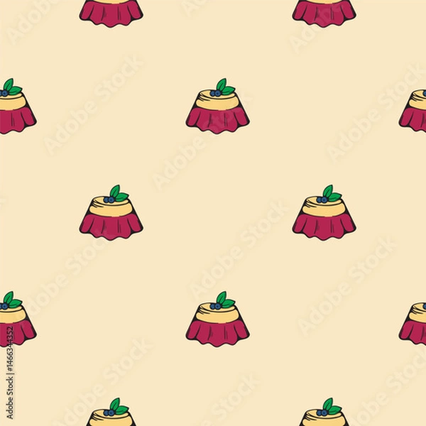 Obraz Pudding. Jelly. Dessert. Vector seamless pattern. Endless background for wrapping paper, print, textile