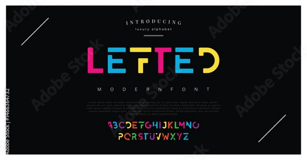 Fototapeta Lefted abstract minimal modern alphabet fonts. Typography minimalist urban digital fashion future creative logo font. vector illustration.