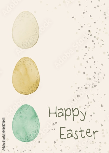 Fototapeta Greeting watercolor card with Easter eggs