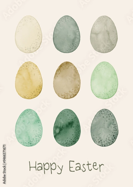 Fototapeta Greeting watercolor card with Easter eggs