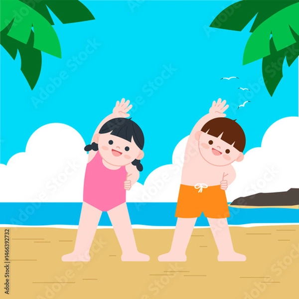 Fototapeta 물놀이 안전수칙 _준비운동