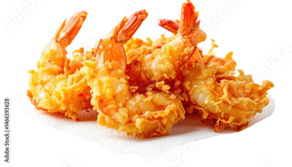 Fototapeta Closeup of delicious cooked shrimp, a culinary delight on paper towels succulent