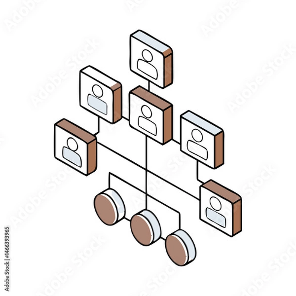 Fototapeta Corporate Hierarchy Organizational Chart Icon for Business Structure Visualization, Management Presentations and Company Profile Materials - Effective for HR Documentation