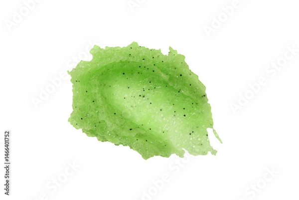 Obraz Texture of green body exfoliating scrub isolated on transparent background. Abstract kiwi or apple swatch texture of scrub for skin body care.