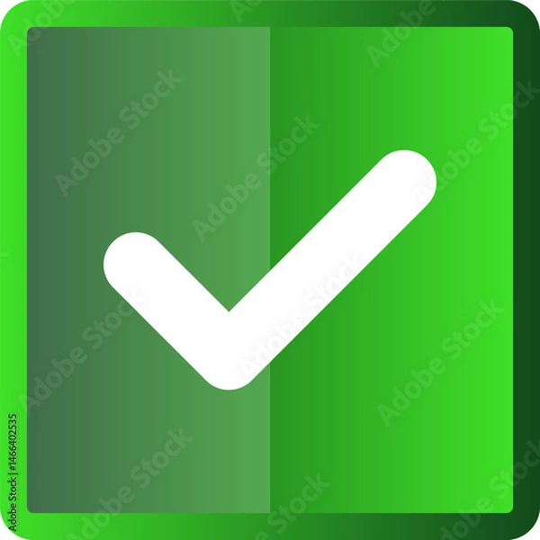 Fototapeta green check mark icon glossy tick square symbol vector isolated 