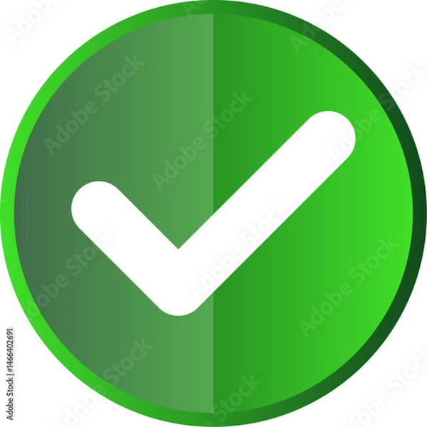 Fototapeta check mark icon tick round green glossy button vector isolated 