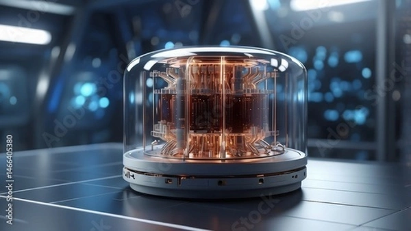 Obraz Quantum computer core in a futuristic lab environment, photorealistic details and cutting-edge design