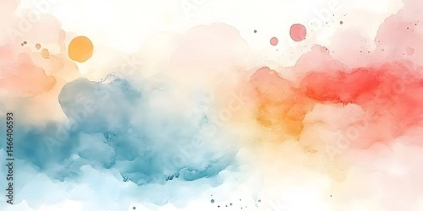 Fototapeta Soft Colorful Abstract Watercolor Background with Gentle Blends