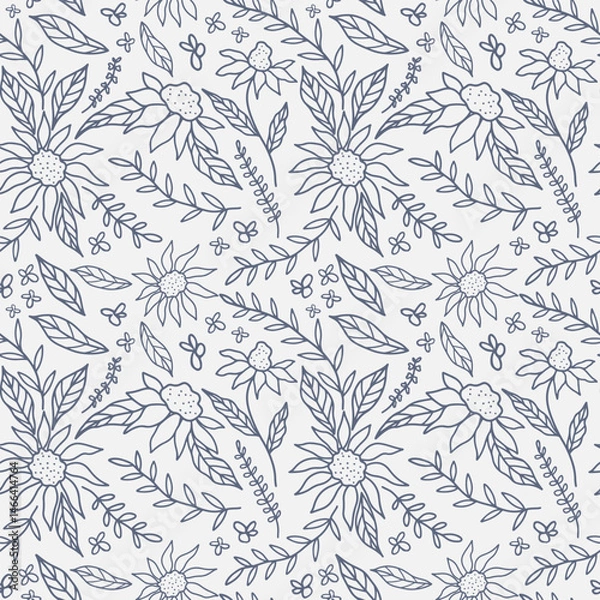Fototapeta Hand drawn whimsical flower seamless pattern perfect for textile, wallpaper