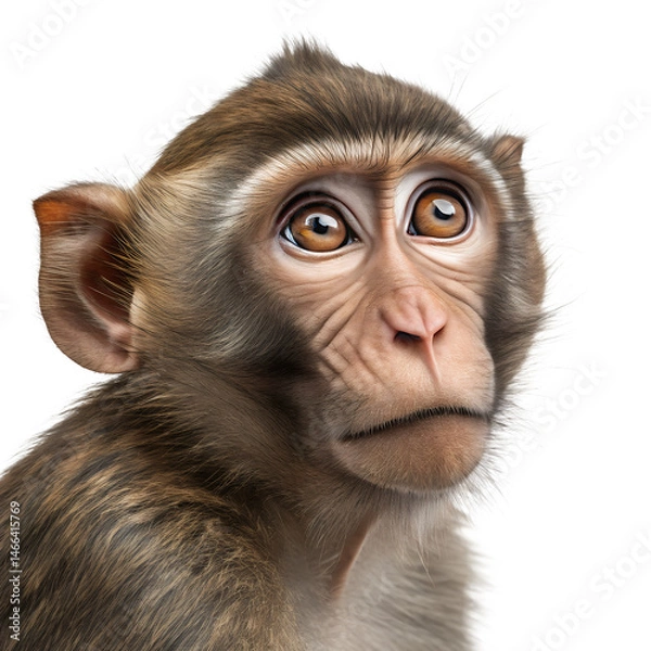 Fototapeta Monkey Portrait: A close-up portrait of a monkey, emphasizing the primate's expressive face and large, captivating eyes, with a focus on detail and texture.