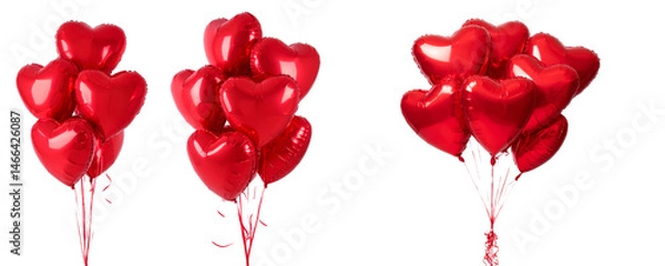 Obraz  bunch of red heart-shaped balloons isolated on a transparent background