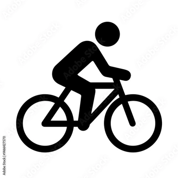 Obraz Person riding bicycle icon in solid black silhouette