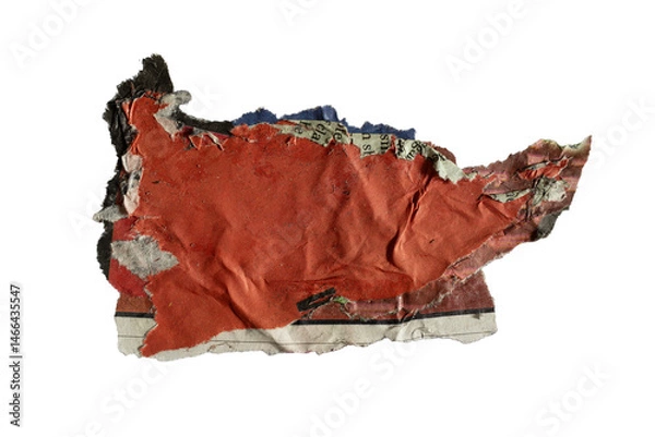 Obraz A red flag shape collage from torn old newspaper