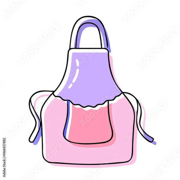 Fototapeta A pink and purple apron with a front pocket and decorative details.