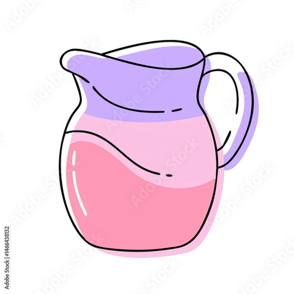 Fototapeta A colorful pitcher with a curved handle and rounded body.