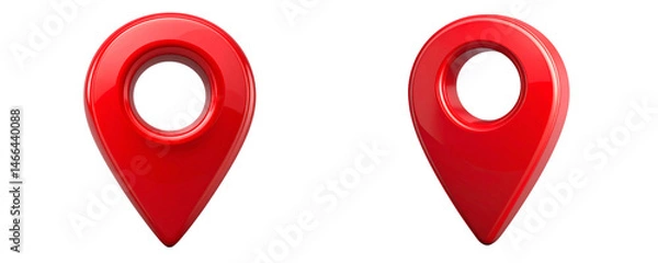 Fototapeta Glossy Red Map Pin and Navigation Marker Icon, Transparent Background