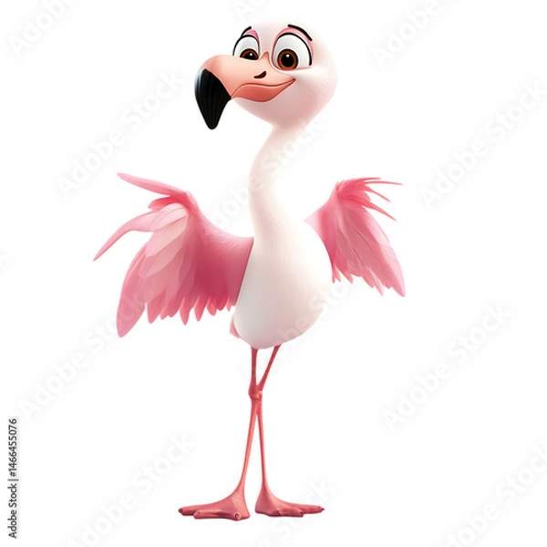Obraz A Pink Flamingo Standing on One Leg Isolated on Transparent Background