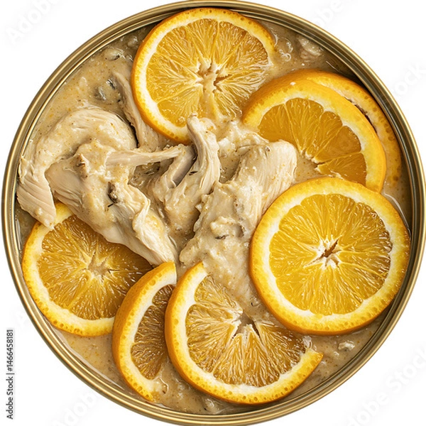 Obraz Chicken with Orange Slices Isolated on Transparent Background