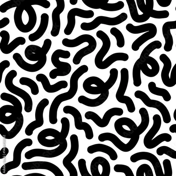 Fototapeta Fun line doodle seamless pattern. Creative minimalist style art background for children or trendy design with basic shapes. vector illustration.