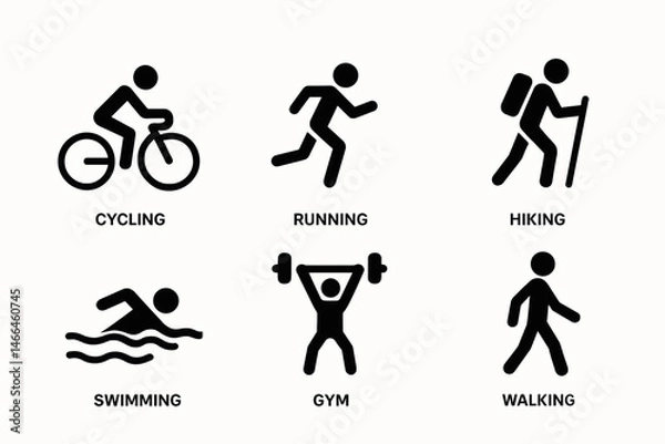 Obraz Bold black icons of fitness activities Vector