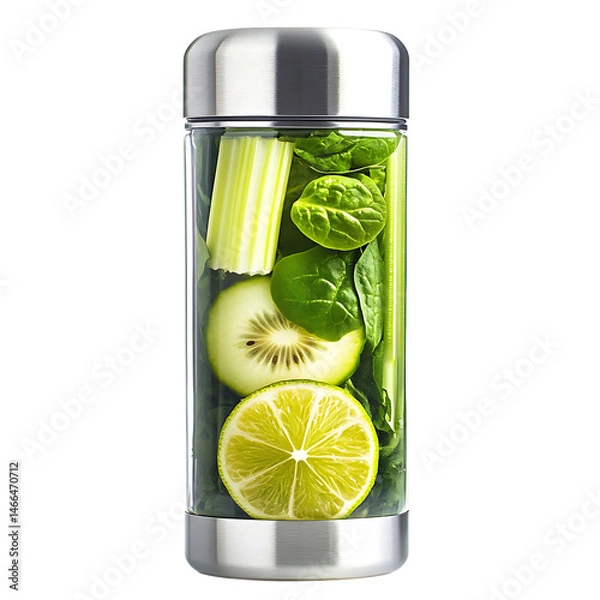 Obraz Kiwi Lime Greens with Cucumbers Isolated on Transparent Background