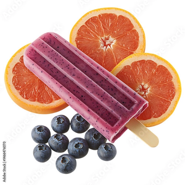 Obraz Vivid Natural Freeze Pop Energetic Mix of Blueberry Isolated on Transparent Background