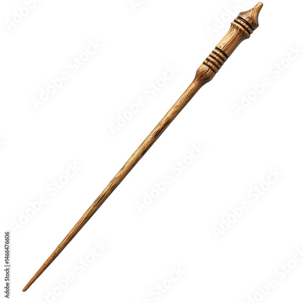 Obraz Wooden magic wand wizardry mystical fantasy enchanted spellcasting item isolated on transparent  background png