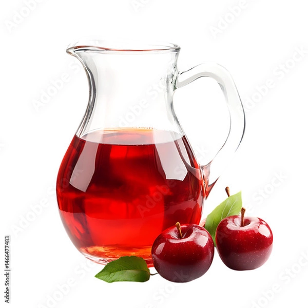 Obraz Cherry Apple Cider in Glass Pitcher Isolated on Transparent Background