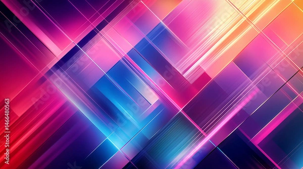 Fototapeta Abstract geometric pattern with intersecting lines and shapes in vibrant colors