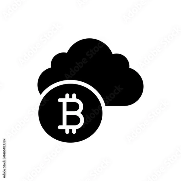 Fototapeta Bitcoin with Cloud Storage Icon, Digital Asset Cloud Solution