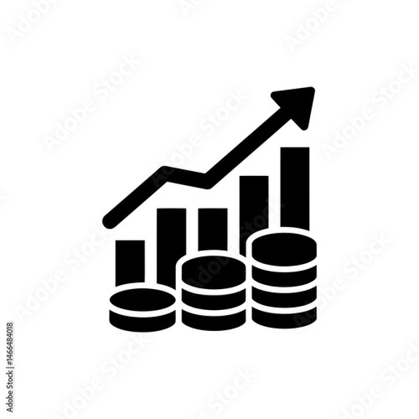 Fototapeta Chart with Rising Arrow and Coins Showing Financial Growth
