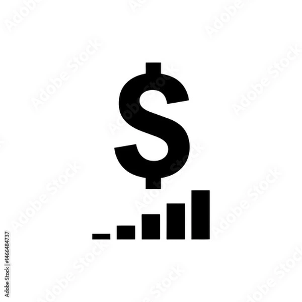 Fototapeta Dollar Symbol with Bar Chart Shadow Representing Financial Growth
