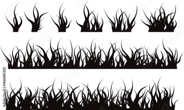 Obraz grass silhouette in black isolated silhouettes set collection