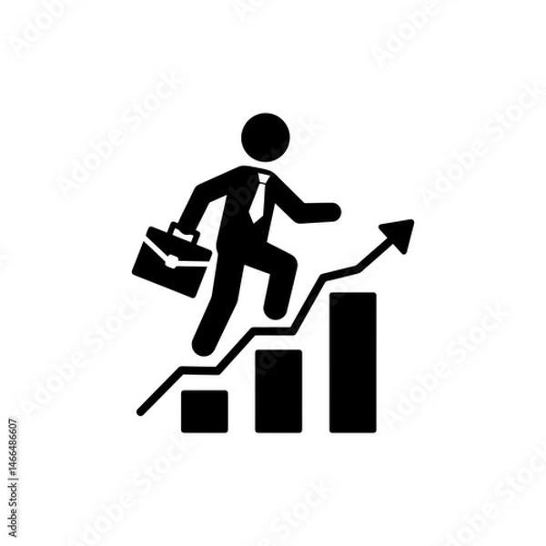 Fototapeta Person with Briefcase Climbing Chart Representing Business Success and Progress