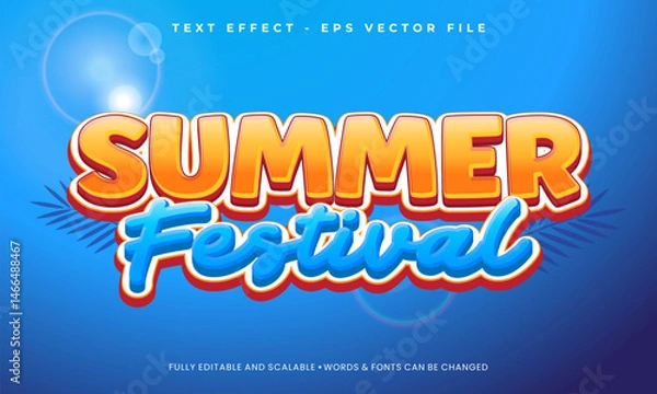 Fototapeta Summer festival text effect for banner editable font and text