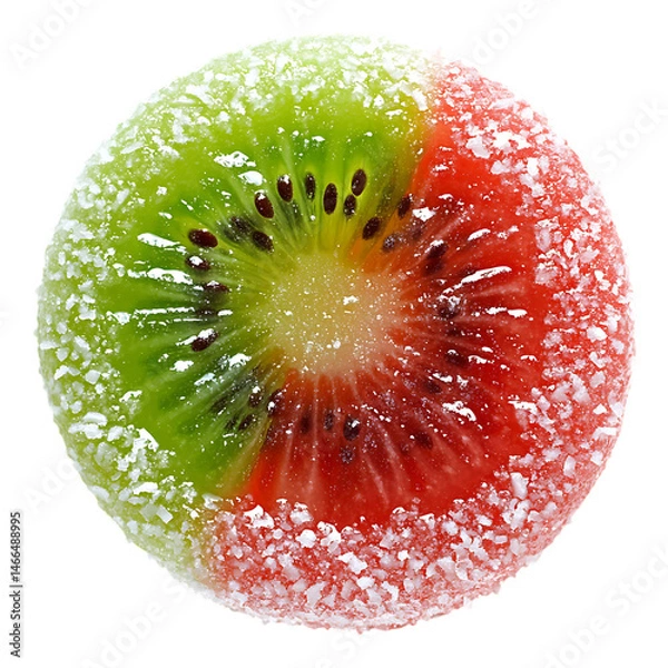 Obraz Luminous Sugar Pop Delicate Fusion of Raspberry Kiwi Isolated on Transparent Background