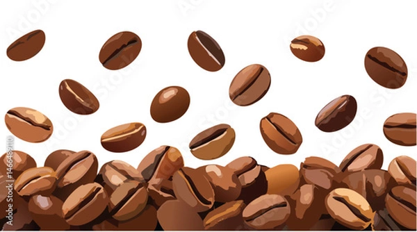 Obraz flying coffee beans on white background vector graphic design