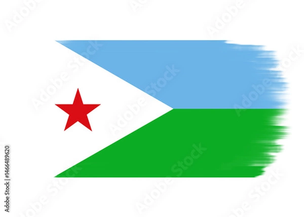 Fototapeta Flag of Djibouti. Djibouti flag with painting stroke on transparent background. Basseterre. Country flag, national flag, icon of Djibouti country