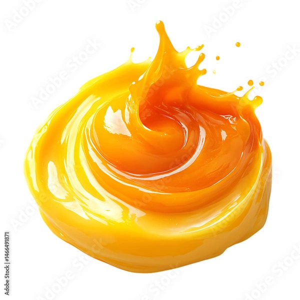 Obraz Luminous Mango Smoothie Poured Isolated on Transparent Background