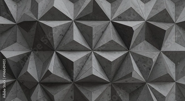Obraz Abstract Geometric Concrete Texture: A 3D Pattern of Interlocking Grey Triangles