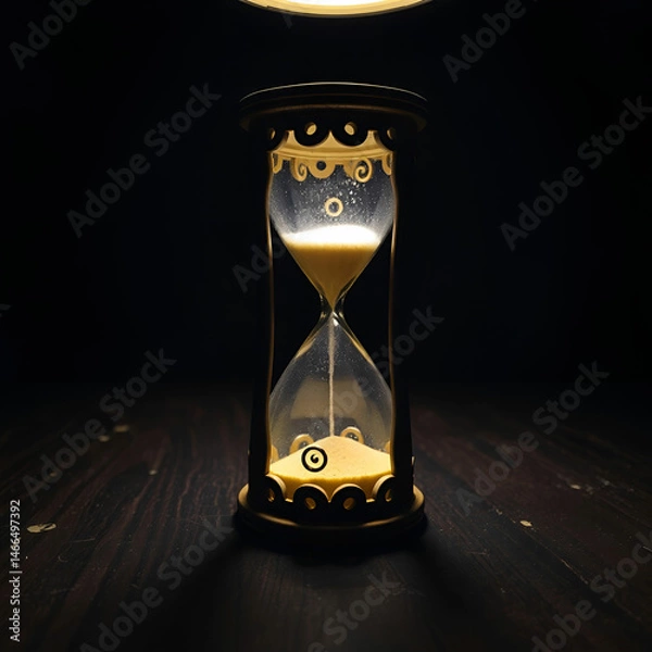 Obraz Sand falls through sand timer made of clear glass