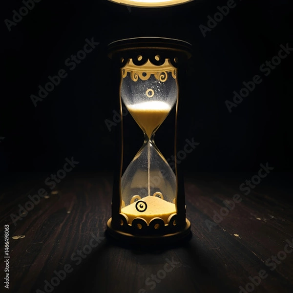 Obraz Sand falls through sand timer made of clear glass