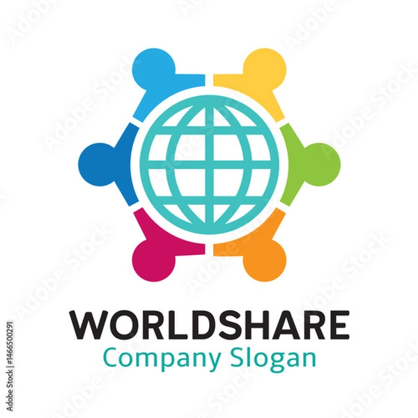Obraz world globe people logo colorful characters vector design