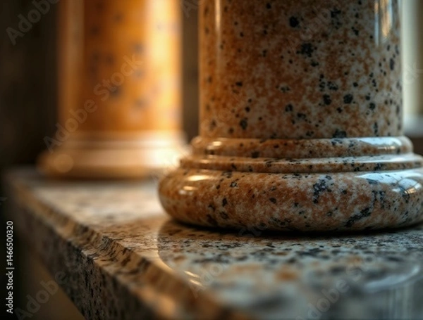 Obraz Textured marble columns bathed in warm morning sunlight
