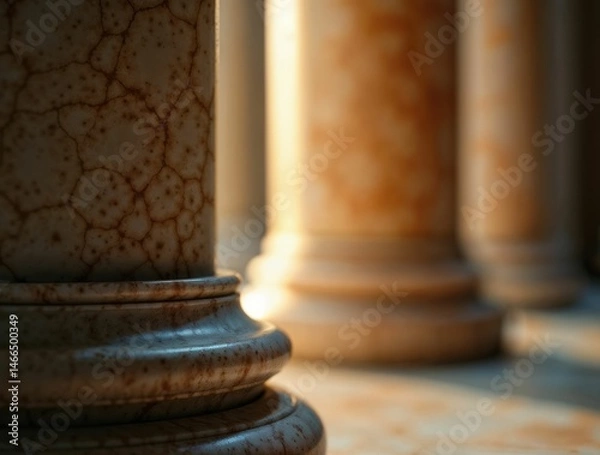 Obraz Close-up of marble bases in golden architectural light